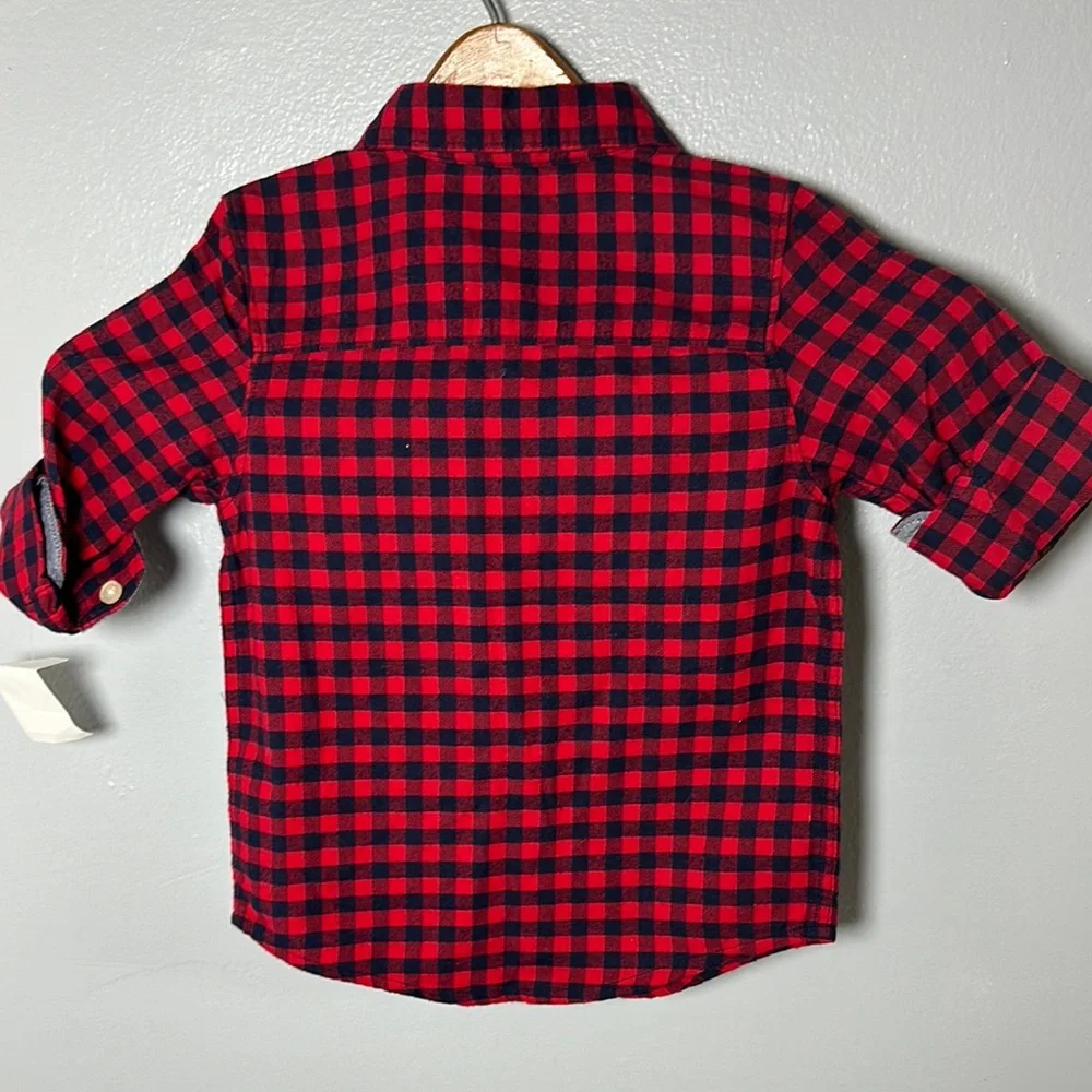 OshKosh B'gosh Red Plaid Kids Shirt Boy’s Button Up 3T New